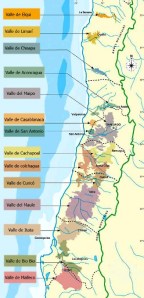 Map of Chilean wine regions
