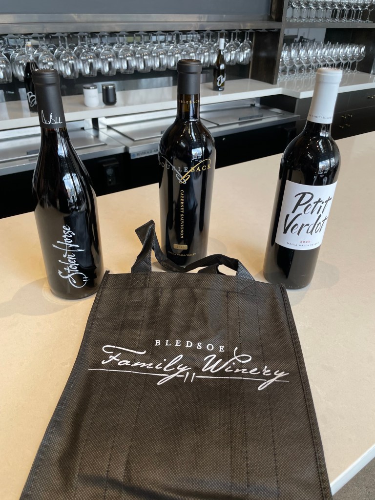 Bledsoe wines on their tasting bar in Ben Oregon