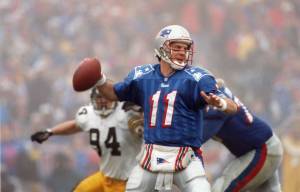 Drew Bledsoe in the pocket versus the Steelers